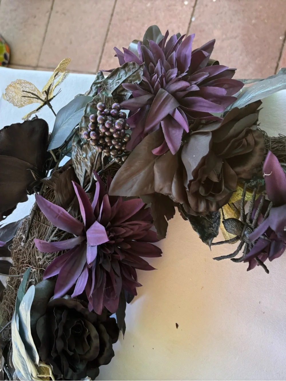 Unbranded Purple & Black Decorative Holiday Wreath